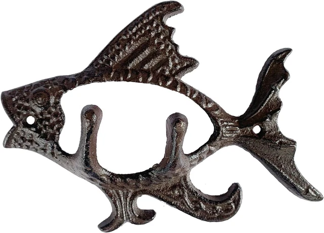Rustic Heavy Duty Cast Iron Hook Wall Art 5.9''x2''x5.5'', Rust-Single