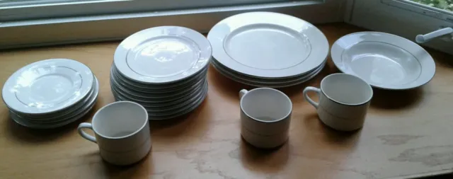 Totally Today Royal Platinum NEW 20 Pc Set Plates, Bowl, Saucers, Cups Mixed Set