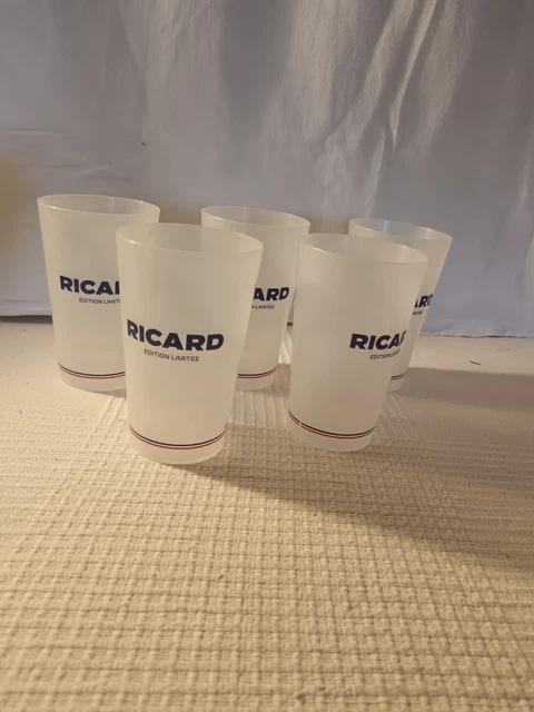 Lot De 7 Verres Ricard Vintage Années 70 - Collection Verre Français CAF