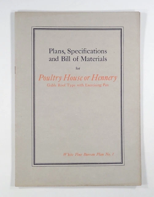 1917 Planos de gallina/hennery especificaciones y materiales OFICINA DE PINO BLANCO #7 {c}