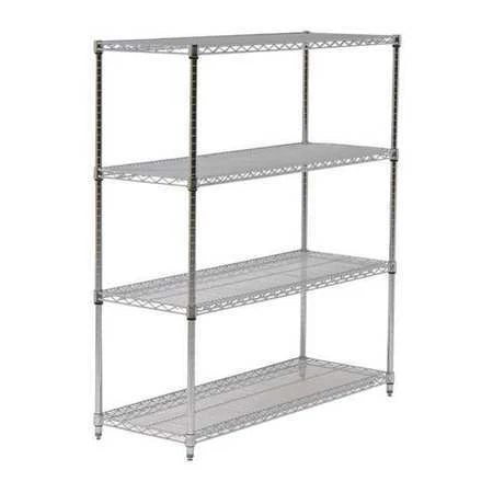 Zoro Select 45Vy15 Wire Shelving Unit, 24"D X 48"W X 86"H, 4 Shelves, Chrome