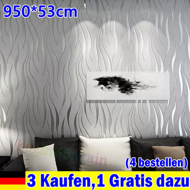 3D Effekt Welle Streifen Tapete Hintergrund Non-Woven Wandaufkleber Home Dekor.^