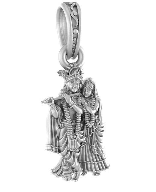 INDIAN TRADITIONAL STERLING Silver Radha Krishna Pendant For Unisex EUR