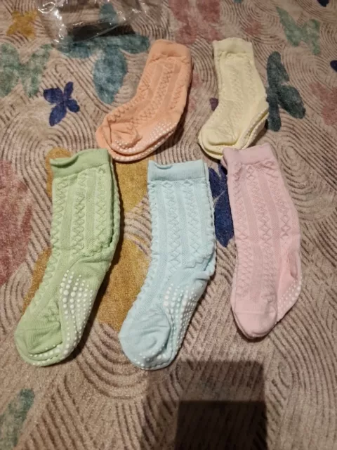 5 Pairs Baby Non Slip Socks Toddler Grip Newborn Non Skid Kids Boy Girls Infants
