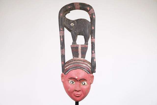 Tiv Mask with Elephant Carving 23" - Nigeria - African Art