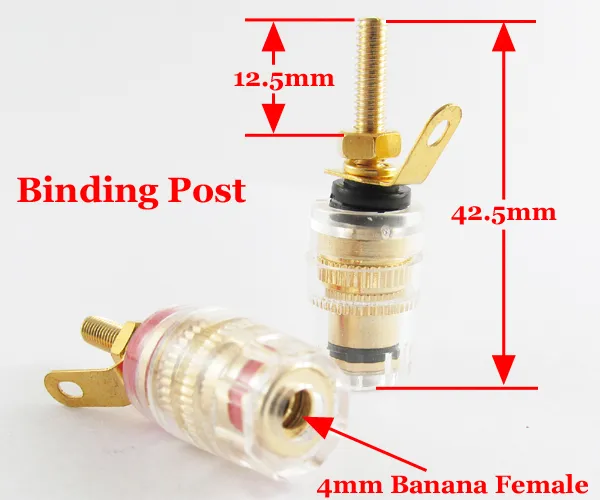 10pcs Copper Gold Audio Speaker 4mm Banana Jack Long Thread Small Binding Post
