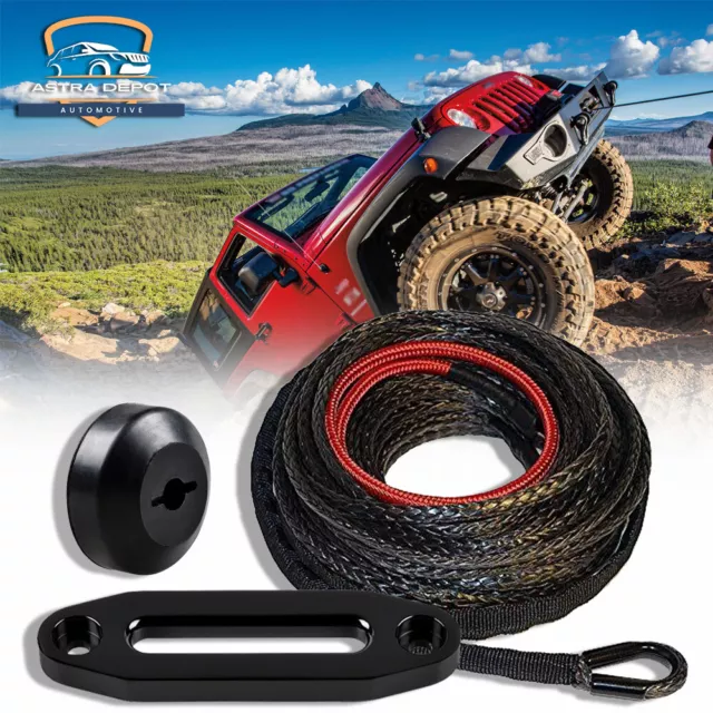 ATV UTV Recovery Synthetic Winch Rope Stopper 1/4" X 50' 6400lbs Hawse Fairlead