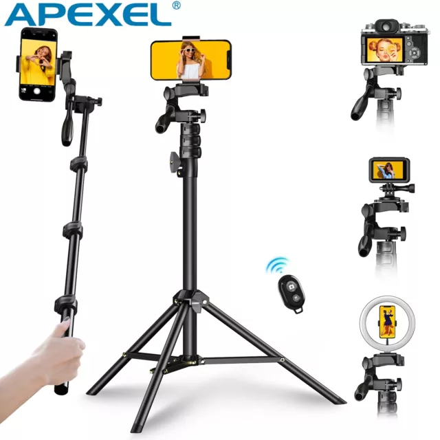 APEXEL 70" Phone Tripod 360° Flexible SLR Stativ With Wireless Remote for Gopro