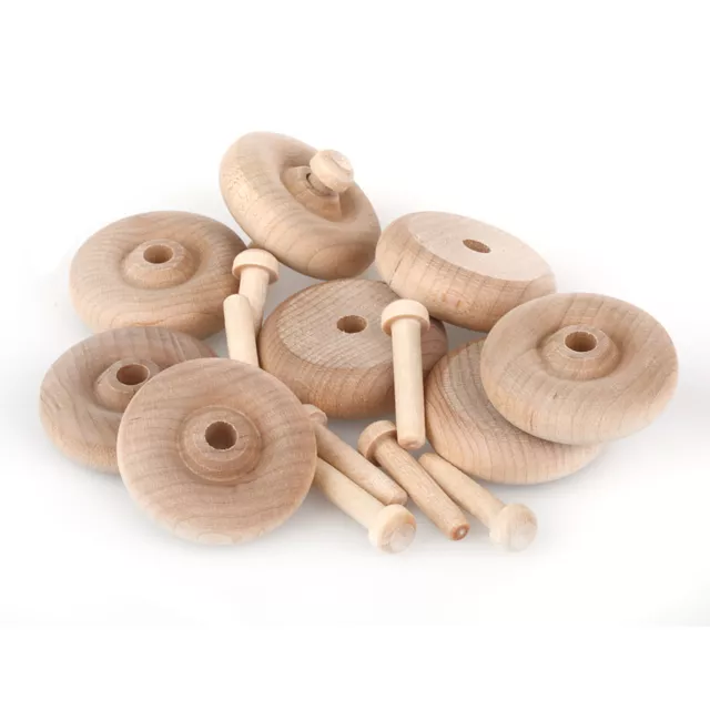 Oakcrafts 1.5" Wooden Wheel - Pack of 8 including axles