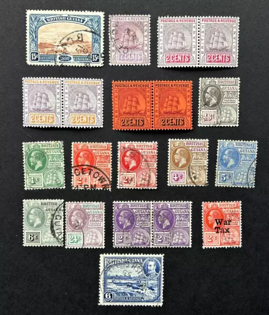 British Guiana, 1897 - 1931, Selection of 20 Mint Hinged or Used Stamps