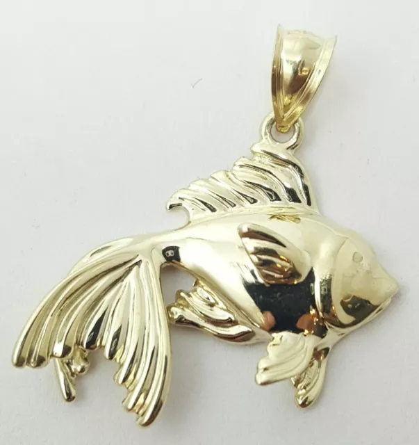 10k yellow Gold fish Pisces zodiac Pendant charm fine gift jewelry unisex 3.9g