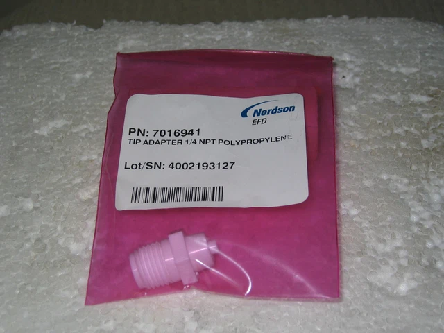 Lot #24 Nordson Precision Tips Tip Adapters 1/4 NPT Polypropylene 70116941 QTY 8