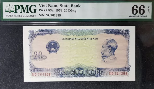 PMG 66 EPQ 1976 Vietnam State Bank 20 Dong banknote (+FREE1 B/note) #15939