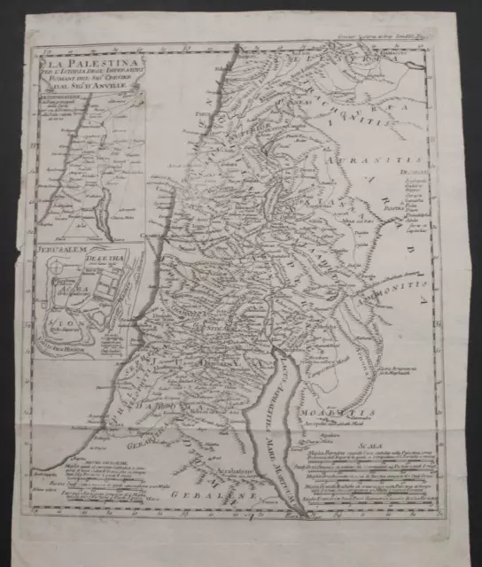 Israel Holy Land Palestine 1789 D'anville Antique Original Copper Engraved Map