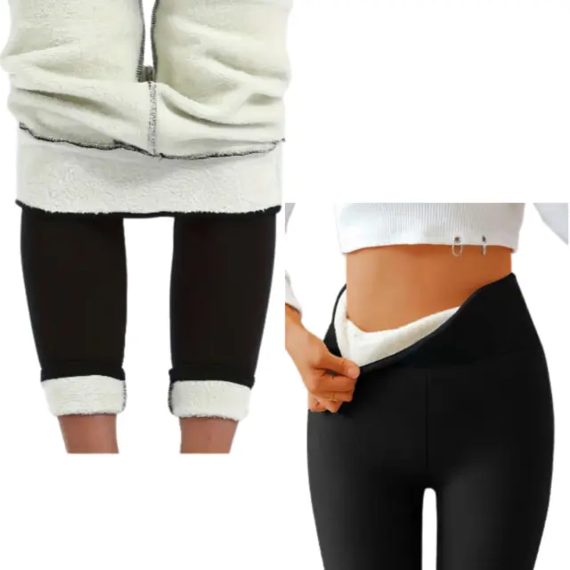 High Waist Thermal Leggings Thick Women's Winter Fleece Lined Warm Tummy  Control
