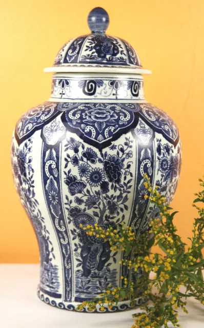 1900 Grand Vase Potiche couverte Faïence ROYAL SPHINX Petrus Regout DELFT Art