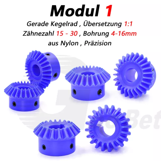 Kegelrad aus Kunststoff Übersetzung 1:1 Modul 1 Zähnezahl 15 - 30 Zahnrad Nylon