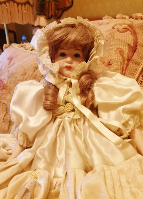 A Henri Rostal Mon Trésor bisque head musical pull-along doll, French circa  1914