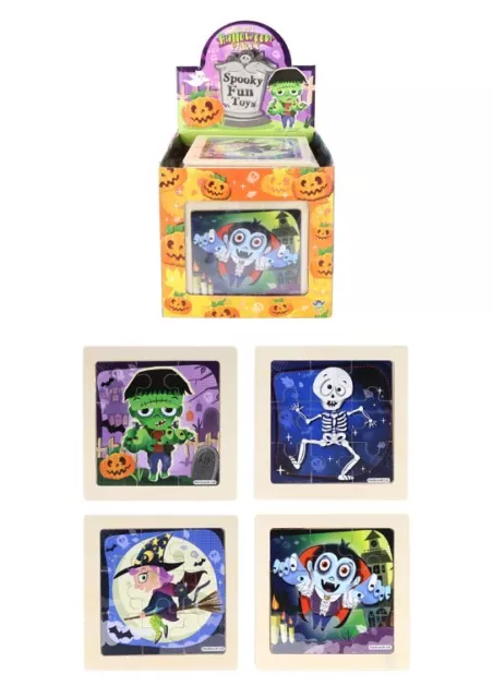 Mini puzzle in legno Halloween (11 cm) tutti e 4 i puzzle! Borsa da festa! Attività!