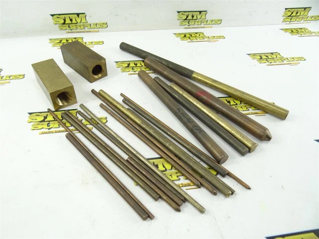 6Lb Lot Of Assorted Brass Round Stock 3/16" To 11/16" + Brass Blocks 1-1/4"