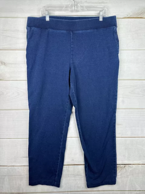 J Jill Womens Pants Sz L Blue Indigo Slim Leg Crop Knit Pull On Stretch purejill