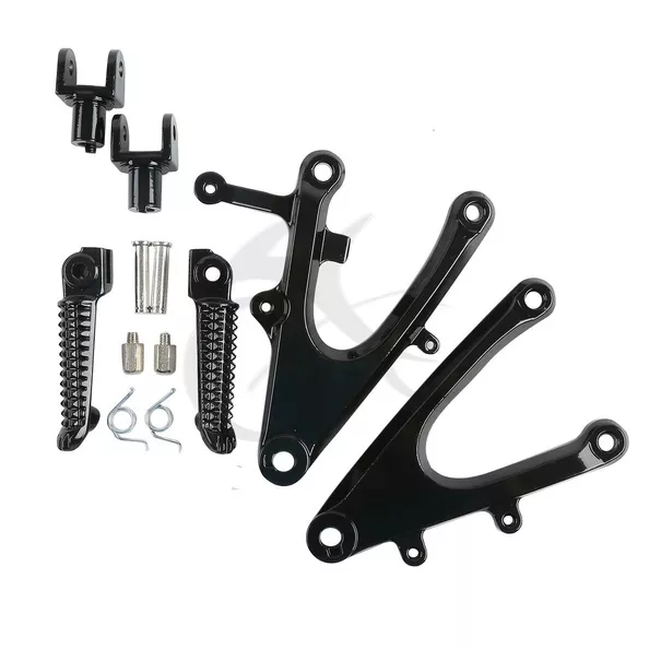 Black Front Rider Footrests Bracket Foot Pegs Fit For YAMAHA YZF R1 2004-2006