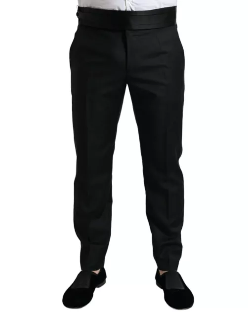 Dolce & Gabbana Black Wool Slim Fit Formal Trouser Dress Men's Pants Authentic