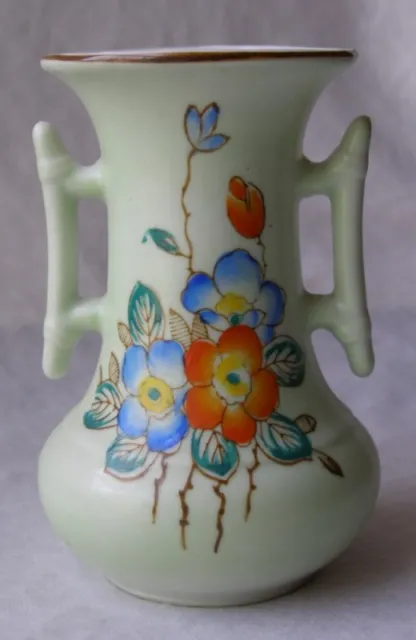 Vintage Hand Painted Oriental Art Pottery Vase - Japan