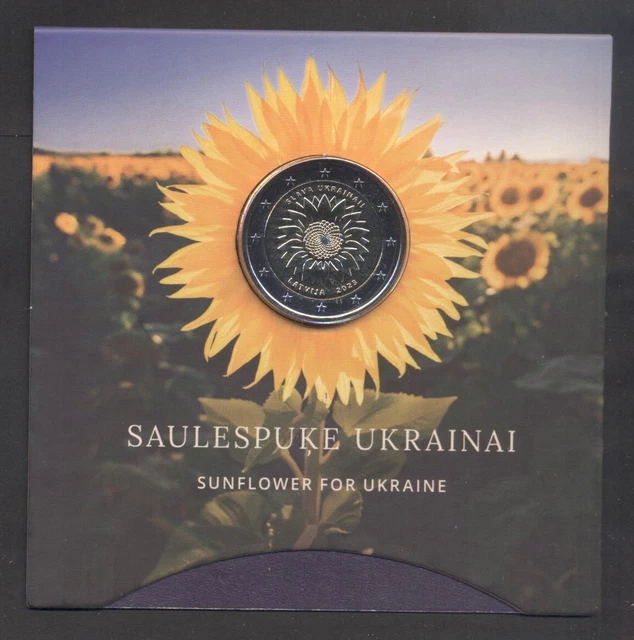 12953 Latvia(Ukraine),2023, UNC 2 Euro coin "Slava Ukrainai" (Sunflower) inbox 12953 Latvia(Ukraine),2023, UNC 2 Euro coin "Slava Ukrainai" (Sunflower) inbox