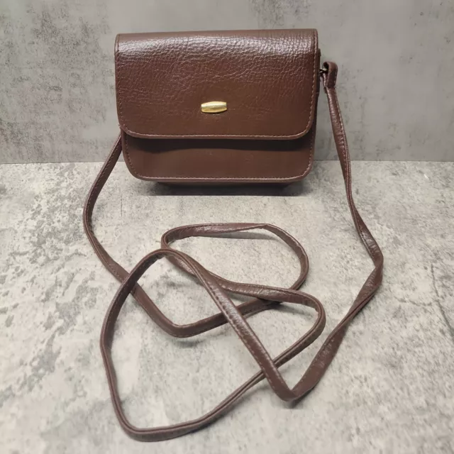 Small Vegan Leather Brown Crossbody Bag Purse Clutch Pebbled Mirror Travel