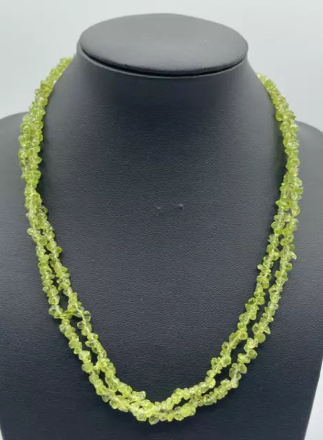 Natürlicher Peridot Kette Edelstein Splitterkette Endloskette o Verschluss L90cm