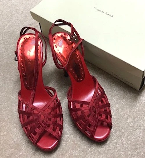 Nib Nwt New Women's Amanda Smith "Cage" Red High Heel Shoes Size 6