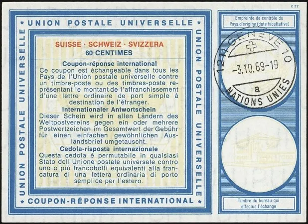 UNEO, 1969. International Reply Coupon IRC17 Last Day "a" , Geneva