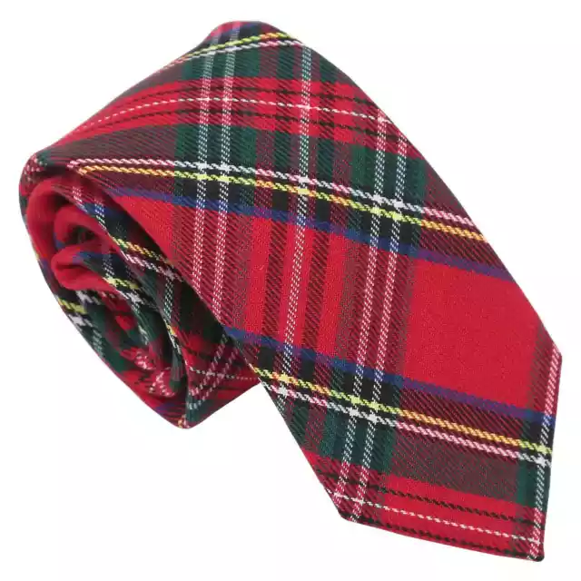 Red Royal Stewart Tartan Plaid Formal Casual Boys Regular Tie by DQT