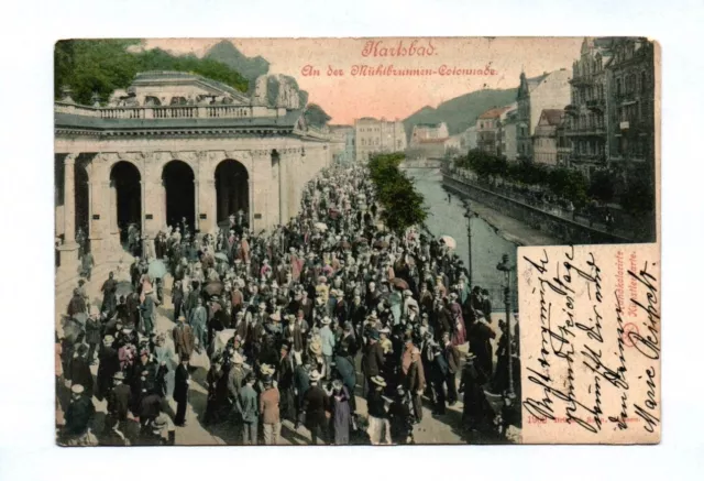 Ak Karlsbad An Der Mühlbrunnen Colonade 1902 Karlovy Vary Boemia Repubblica Ceca