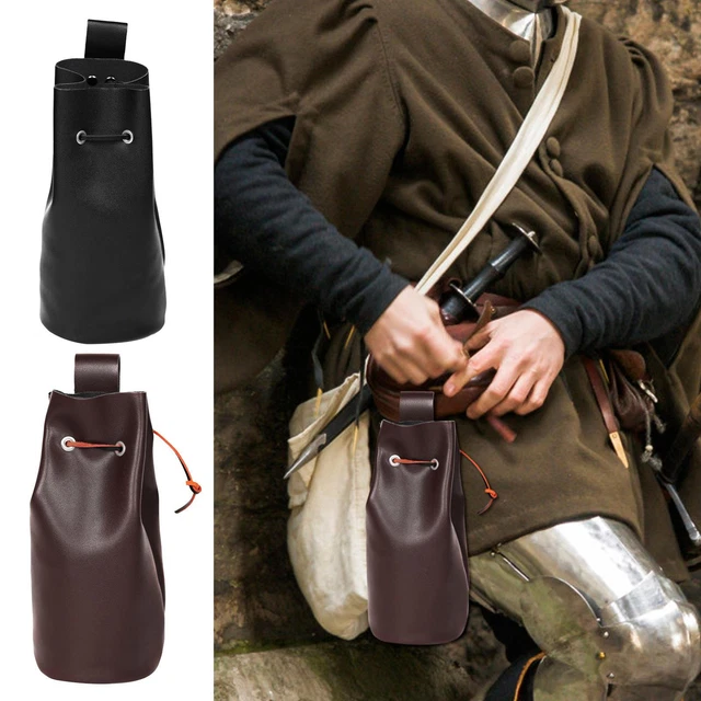 Medieval Leather Pouch Drawstring Purse Vintage Belt Pouch Bag Cosplay