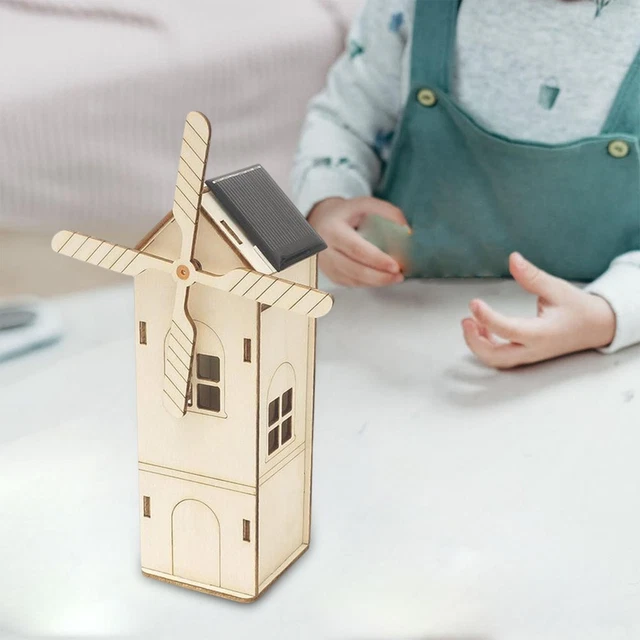 Mini Moulin à Vent Solaire Jouet éducatif - Modèle 3D Décoratif - Fonctionne à L'énergie Solaire