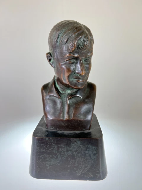 Vintage Will Rogers Cast Bronze Bust Statue