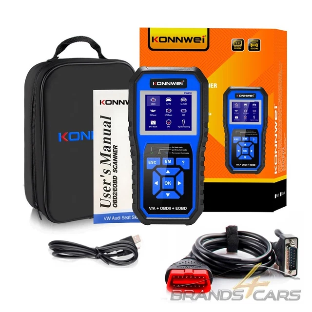 KONNWEI KW830 OBD2 Scanner, OBD2 Code Reader, Outil De Diagnostic Voiture Avec Fonctions OBD2 Complètes Et Testeur De Batterie Pour Lecture Et Effacement Des Codes D'Anomalie Véhicule, Mise à Jour