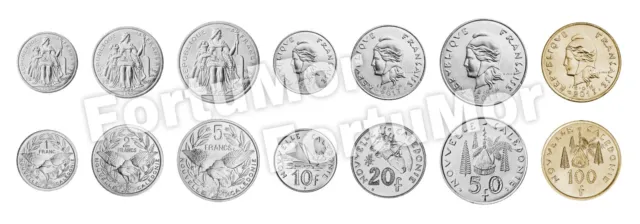 New Caledonia UNC Set 7 Coins, 1 2 5 10 20 50 100 Francs 2013