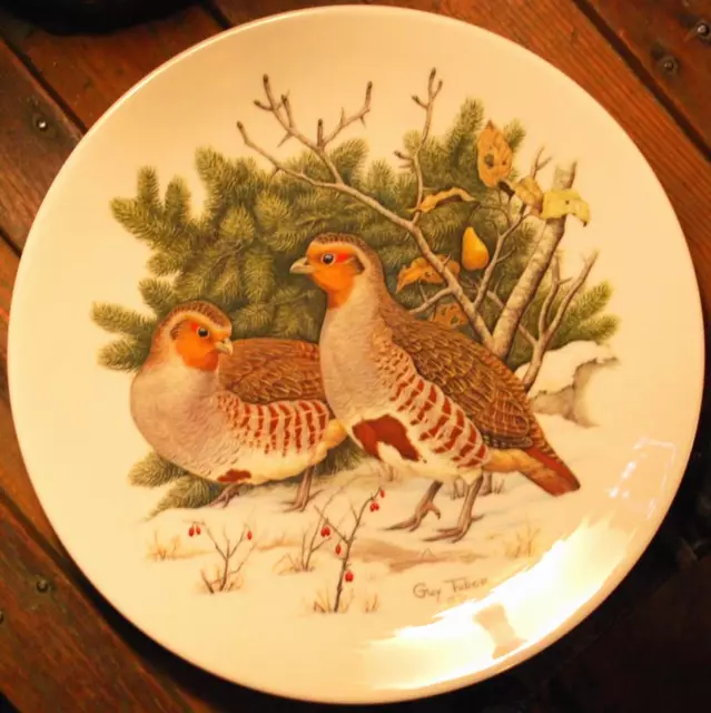 Vintage 1976 PARTRIDGES & PEAR TREE Christmas COLLECTIBLE PLATE 10.5" Guy Tudor