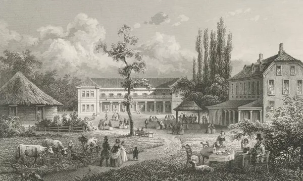 BAD BENTHEIM - Gesamtansicht - G. G. Lange - Stahlstich um 1850