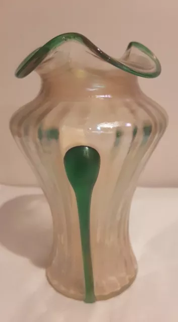 Antique Loetz Iridized Volcano Hand Blown Glass Vase