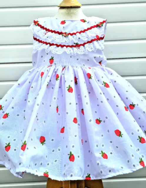 DREAM 0-8 years BABY GIRLS summer traditional strawberry  lined full skirt dress
