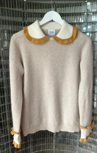 Madeleine Thompson ivory & beige 100% Cashmere sweater Jumper size M