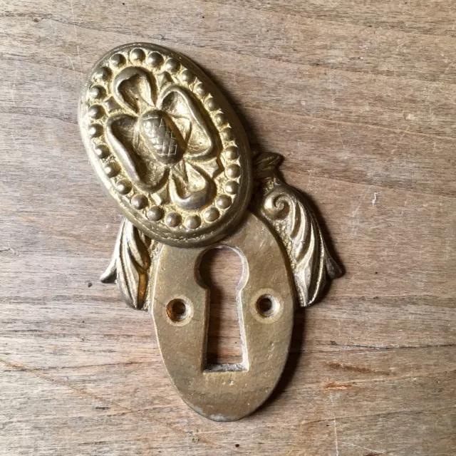 Victorian Escutcheon Keyhole Brass Antique Vintage Door Hardware Salvage Old