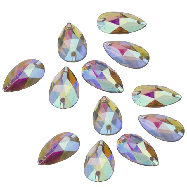 100 PIEZAS Botones de Estrás de Cristal Lágrima Gemas de Vidrio Estrás