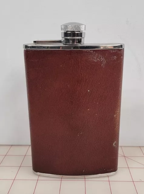 VTG BROOKS BROTHERS Peal & Co Flask Made In England Leather 8oz