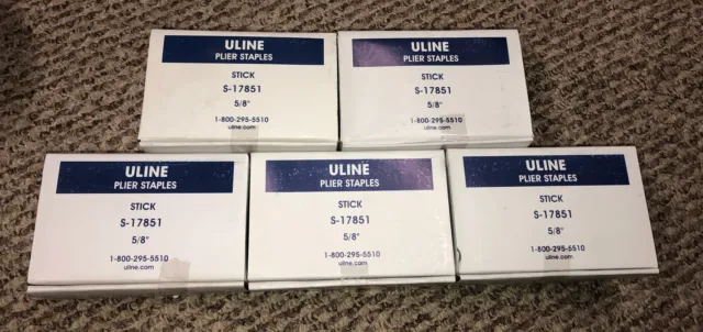 5 Boxes Uline Plier Staples S-17851 5/8” 2400/box