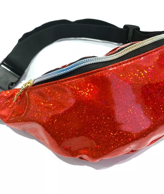 Glitter Iridescent Bum Bags Women Girl Neon Fanny Pack Belt Adjustable Waist Bag 3